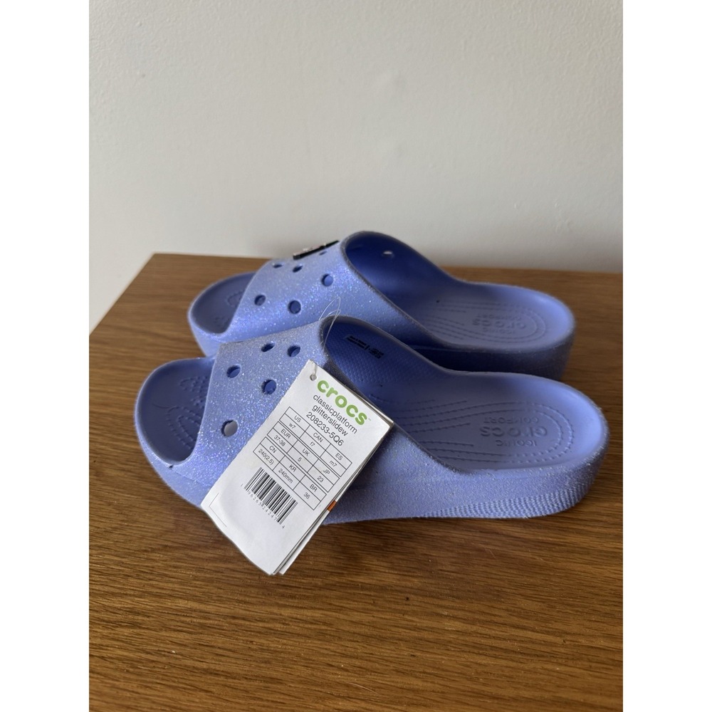 🩴Crocs Women's Classic Slides Platform Sandals Size 7 in‎ Moon Jelly Glitter 🩴